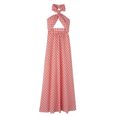 Long dress , Blush - Vichy jacquard