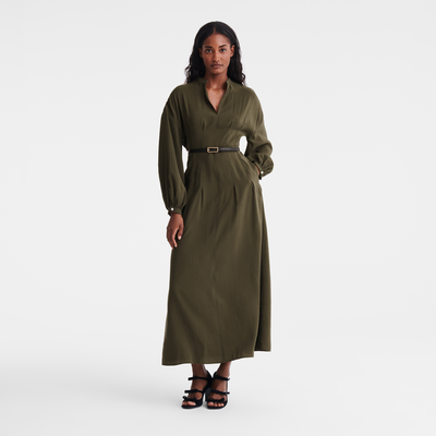 Long dress , Khaki - Fluid crepe